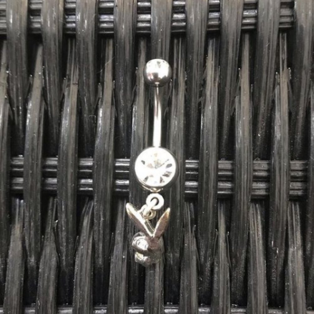 playboy silver bunny belly button navel ring